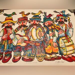 “Five Splendid Musicians” by Jovan Obican. Signed artists proof.
